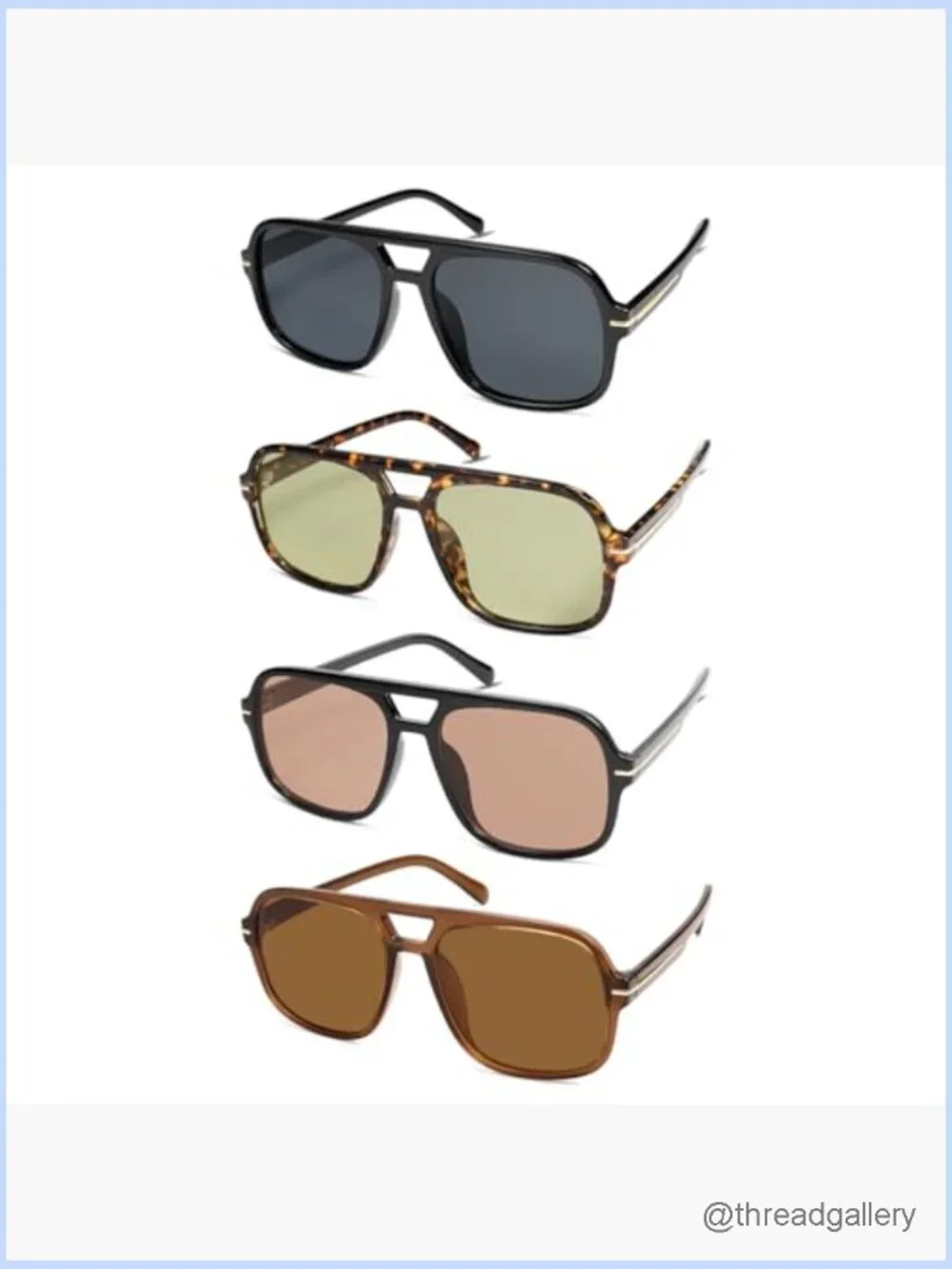 Vintage Oversized Square Aviator Sunglasses Men Women 70s Retro Classic